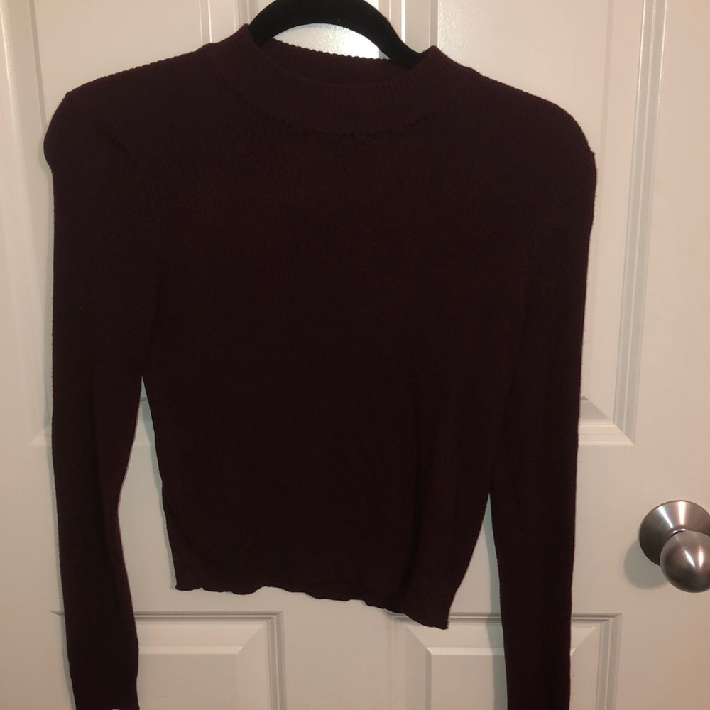 Maroon Bodycon Mockneck Crop Top
